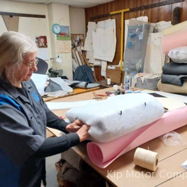 Gayle adding last layer of foam padding to seat back frame
